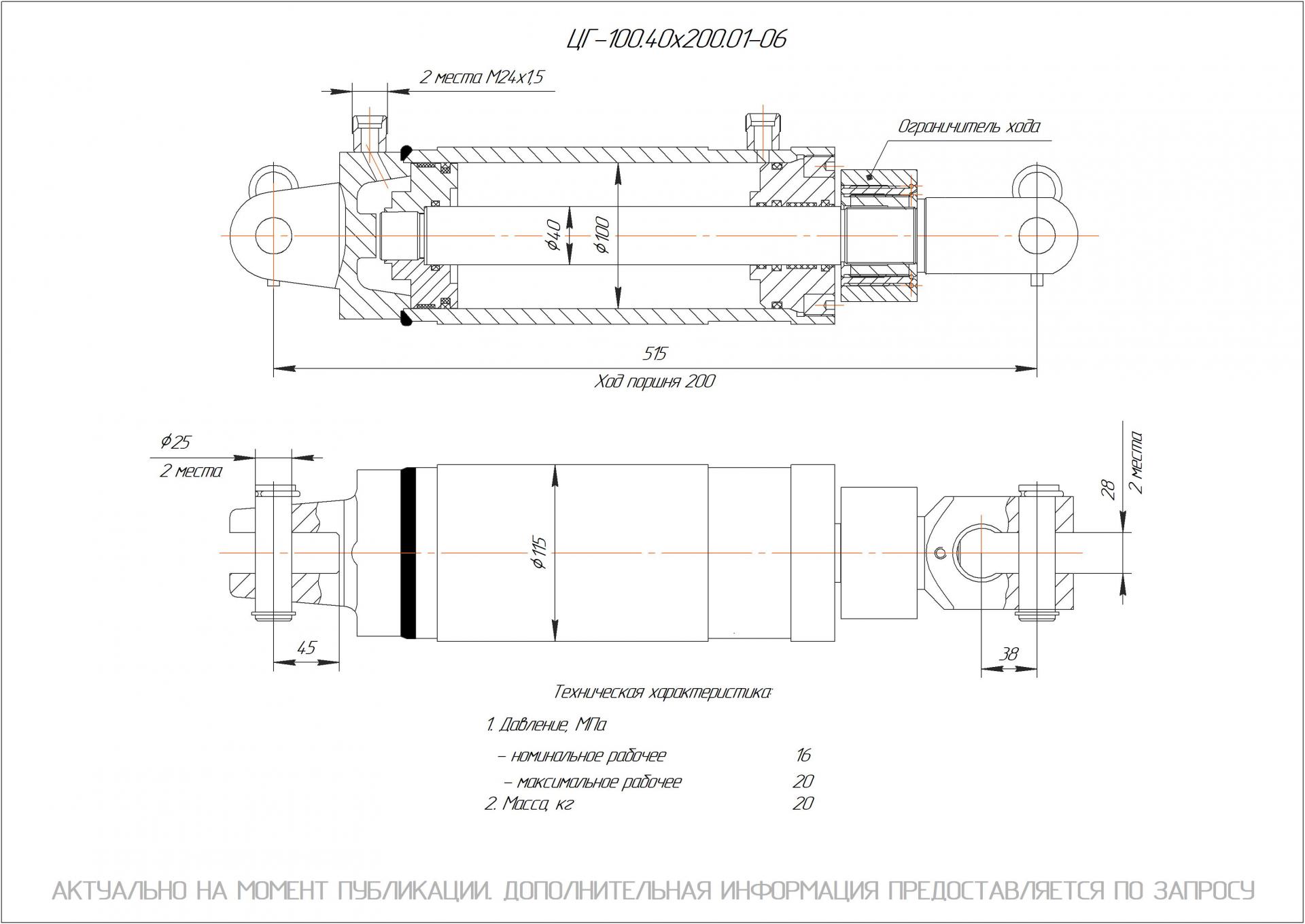 ЦГ-100.40х200.01-06 Гидроцилиндр
