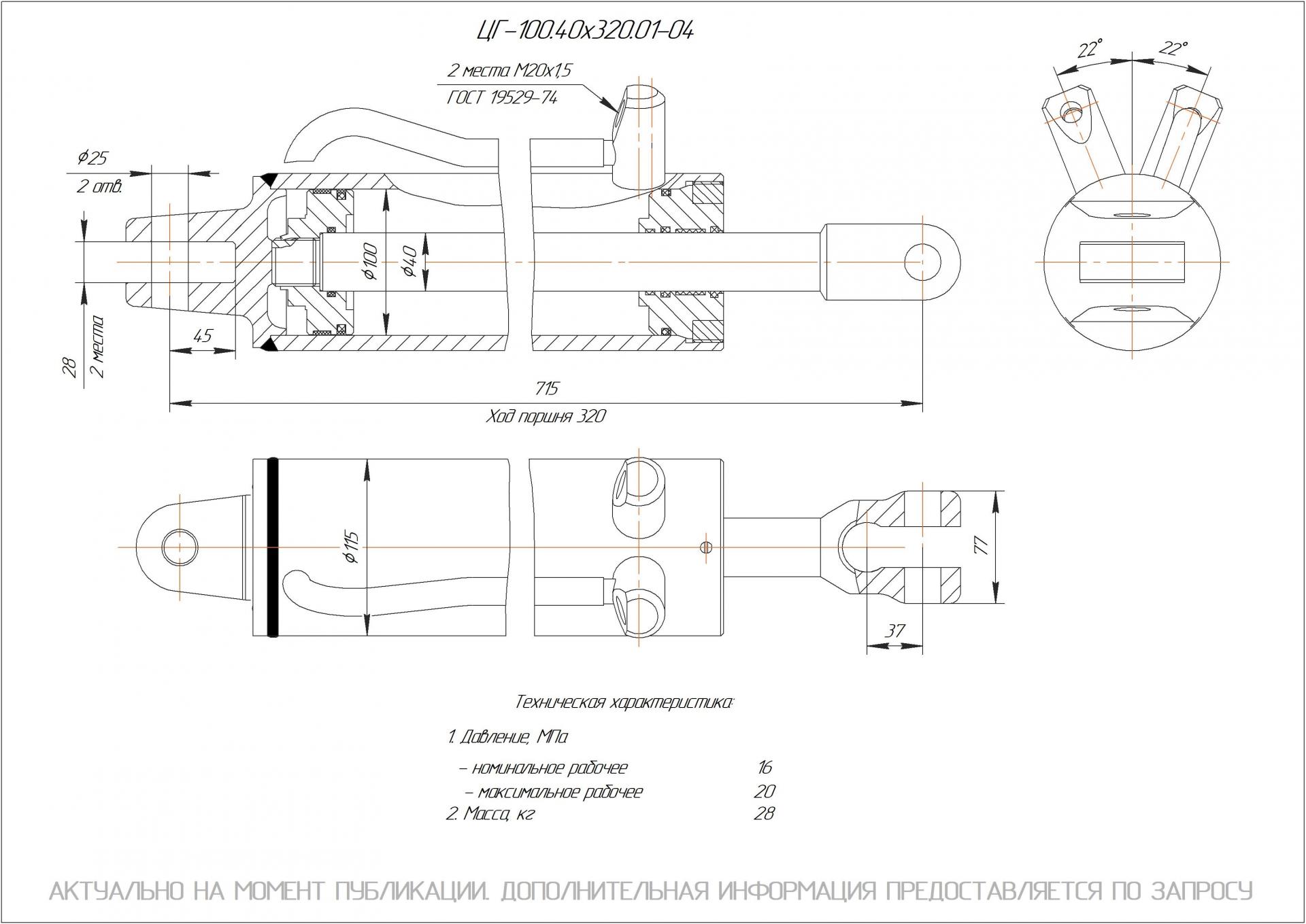 ЦГ-100.40х320.01-04 Гидроцилиндр