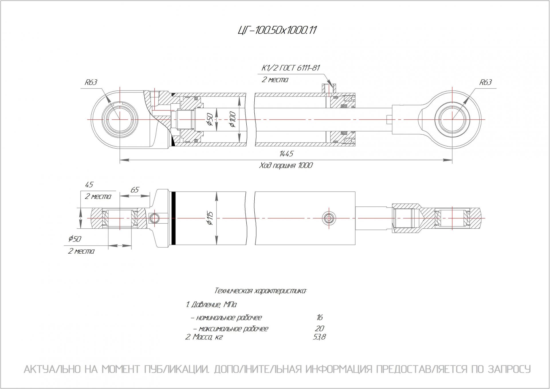 ЦГ-100.50х1000.11 Гидроцилиндр