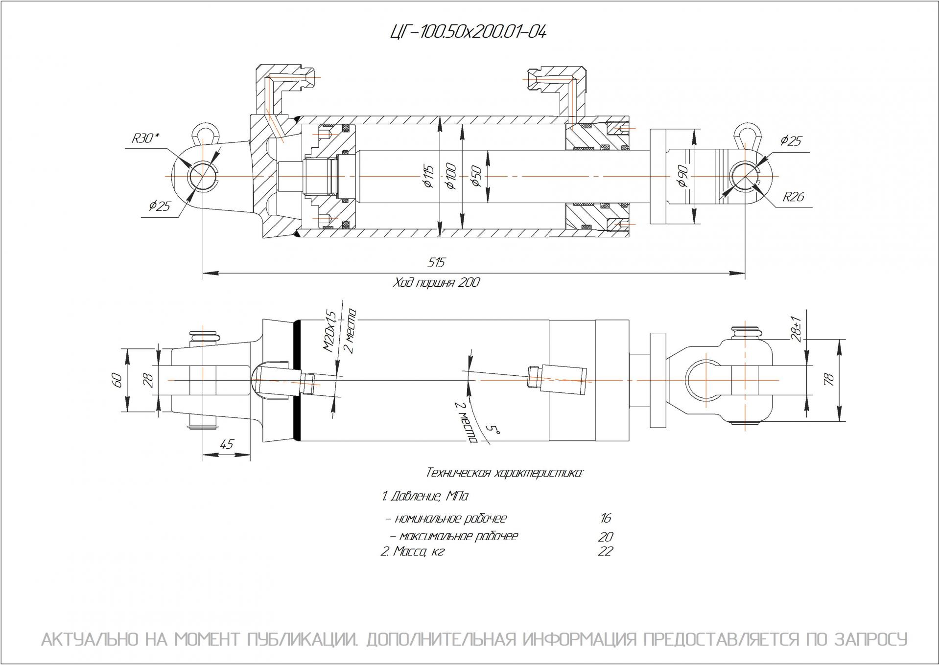 ЦГ-100.50х200.01-04 Гидроцилиндр