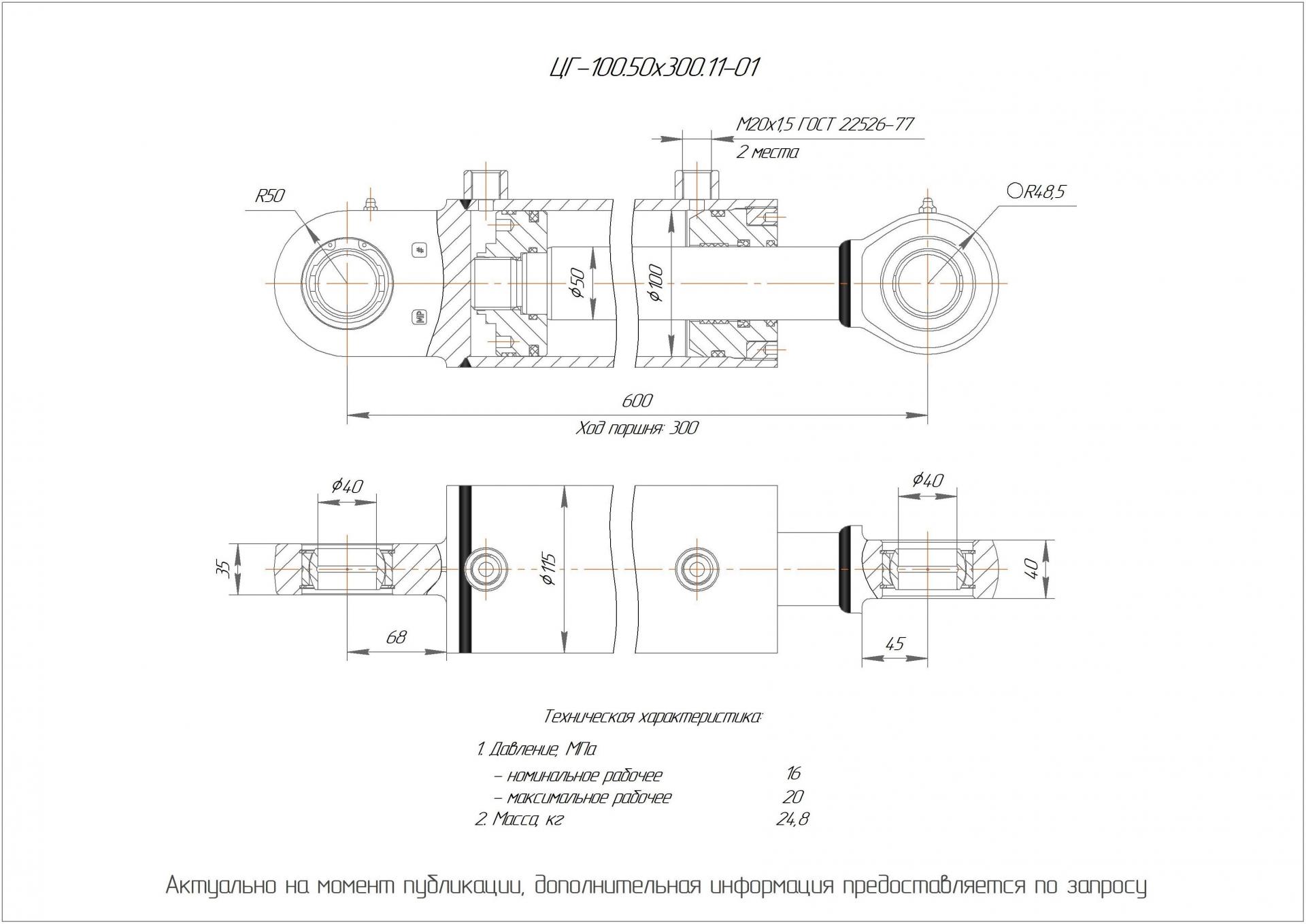 ЦГ-100.50х300.11-01 Гидроцилиндр