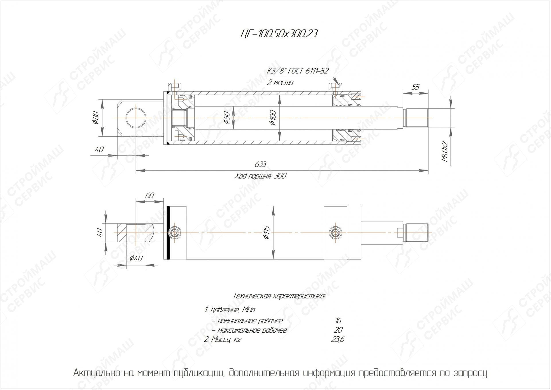 ЦГ-100.50х300.23 Гидроцилиндр