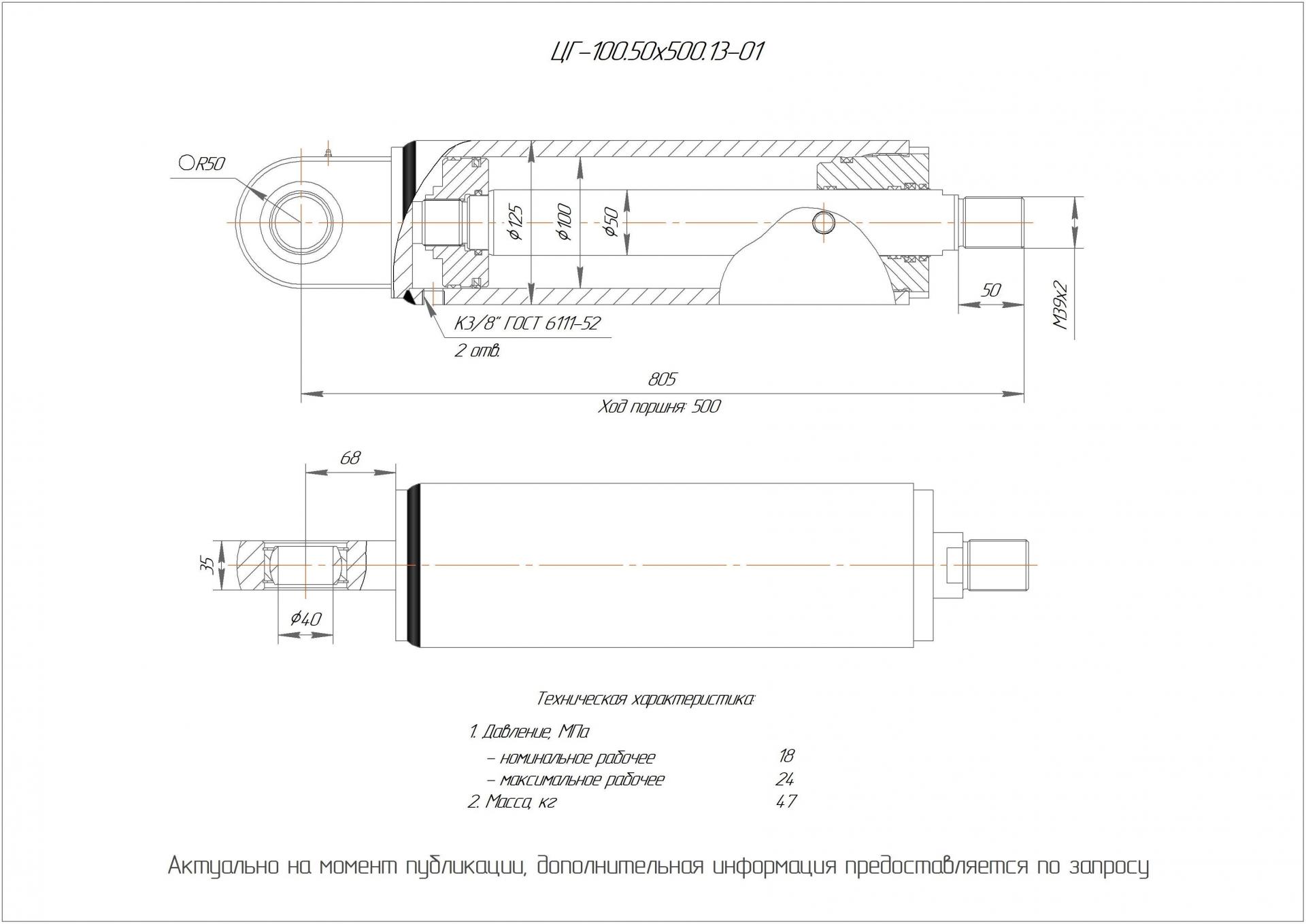 ЦГ-100.50х500.13-01 Гидроцилиндр