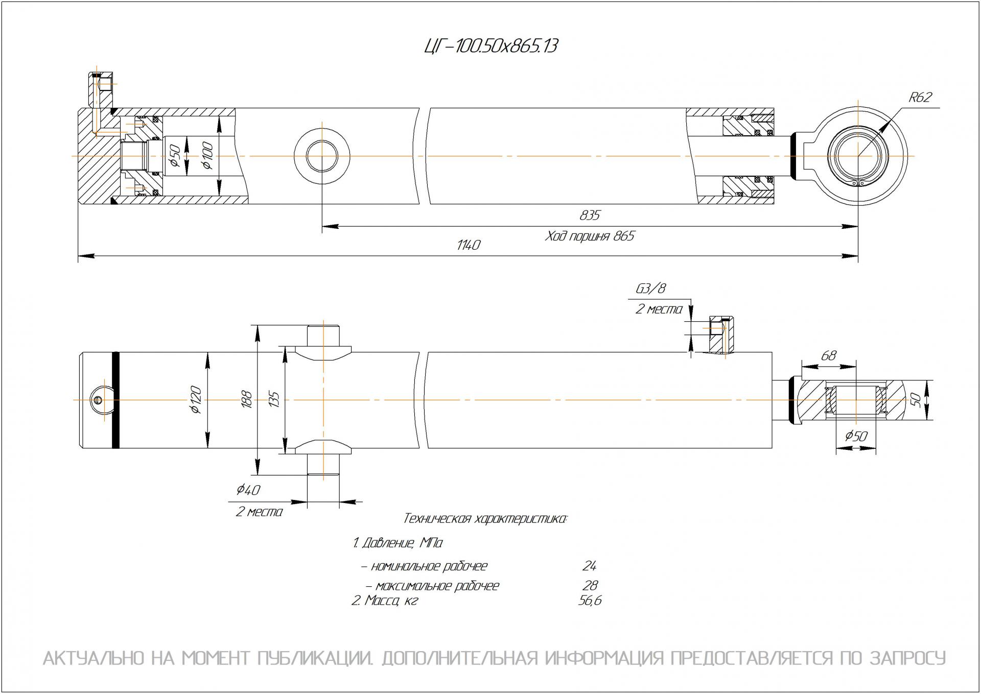 ЦГ-100.50х865.31 Гидроцилиндр