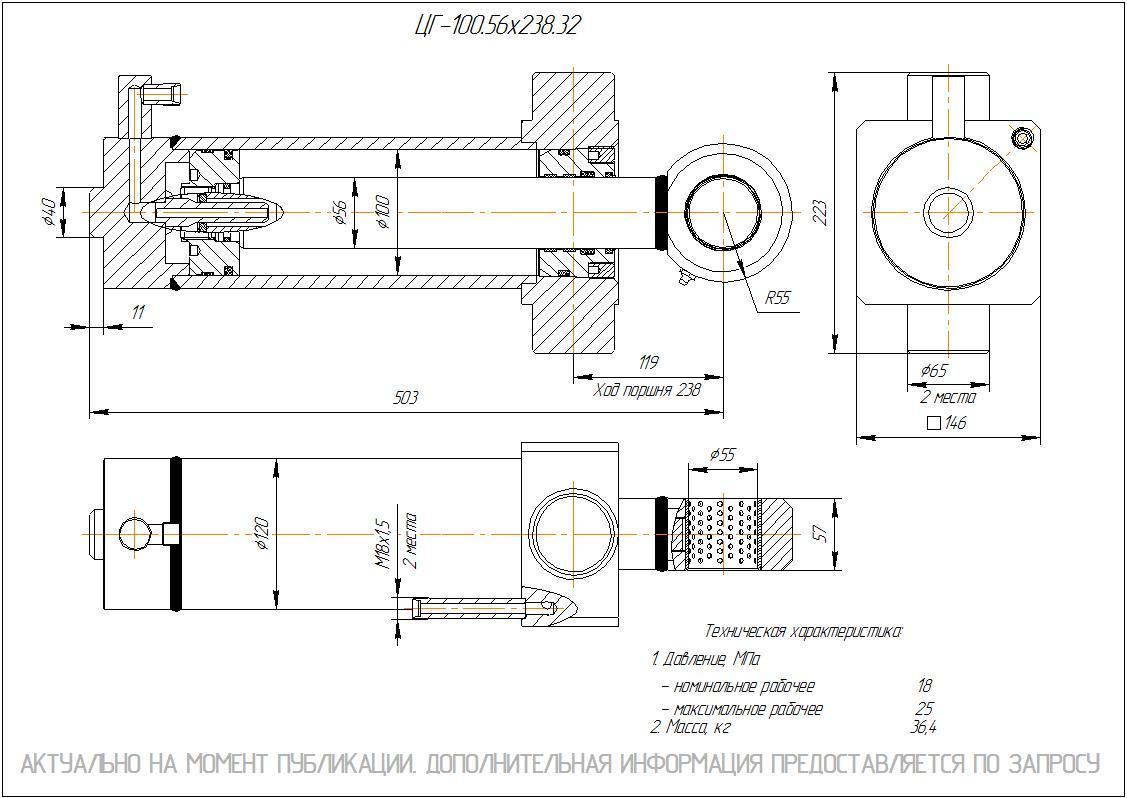 ЦГ-100.56х238.32 Гидроцилиндр