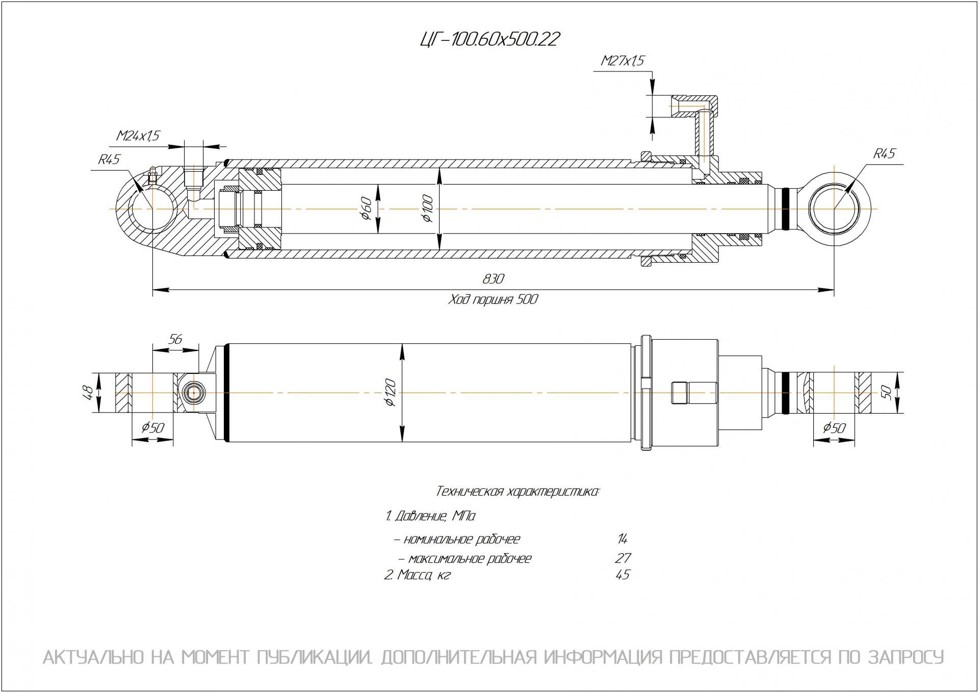 ЦГ-100.60х500.22 Гидроцилиндр