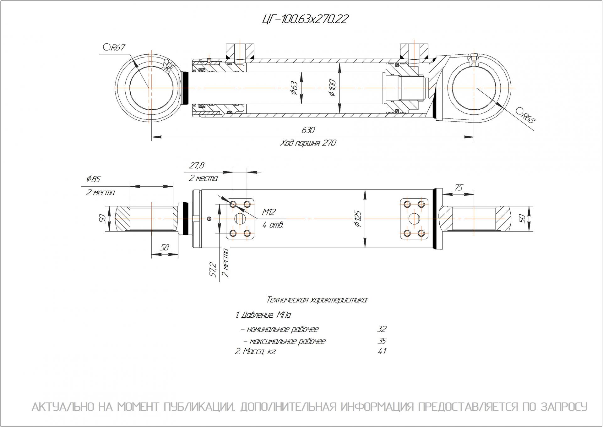 ЦГ-100.63х270.22 Гидроцилиндр