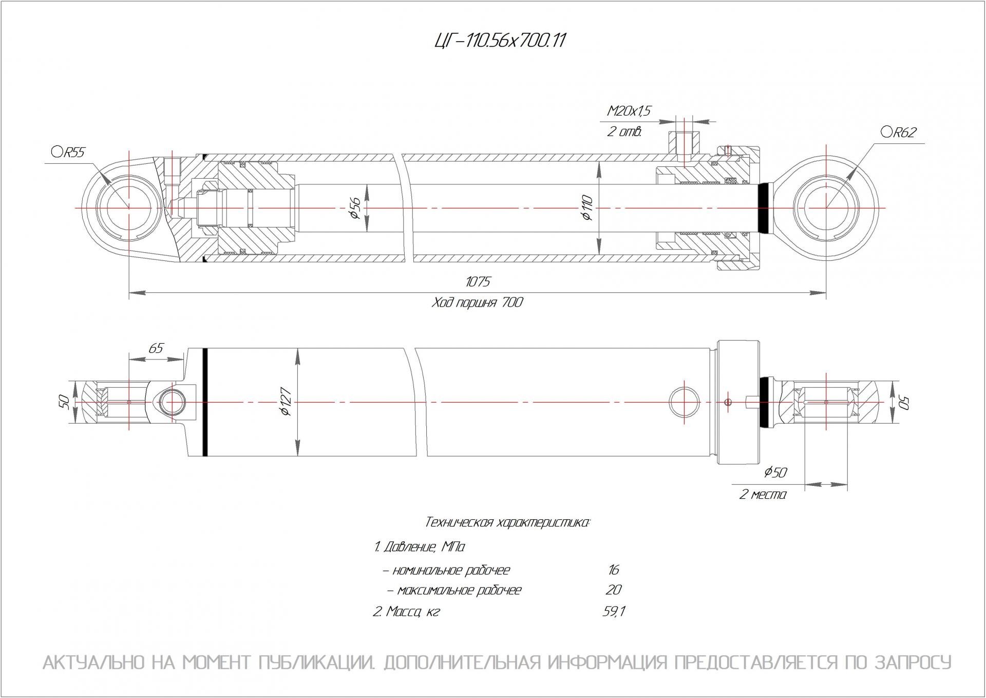 ЦГ-110.56х700.11 Гидроцилиндр