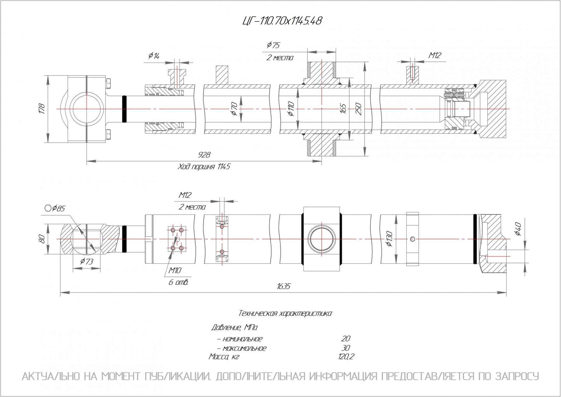 ЦГ-110.70х1145.48 Гидроцилиндр