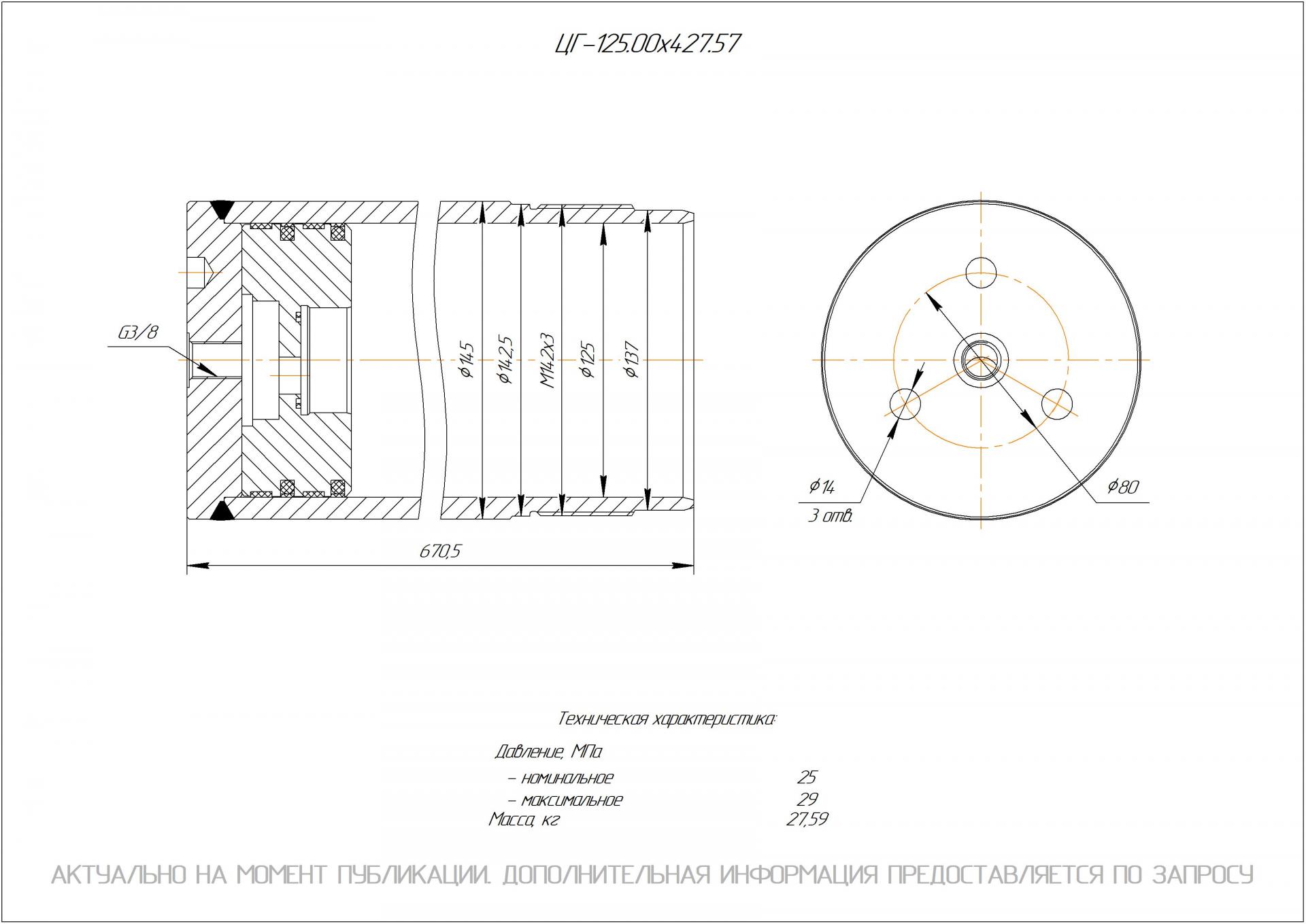 ЦГ-125.00х427.57 Гидроцилиндр