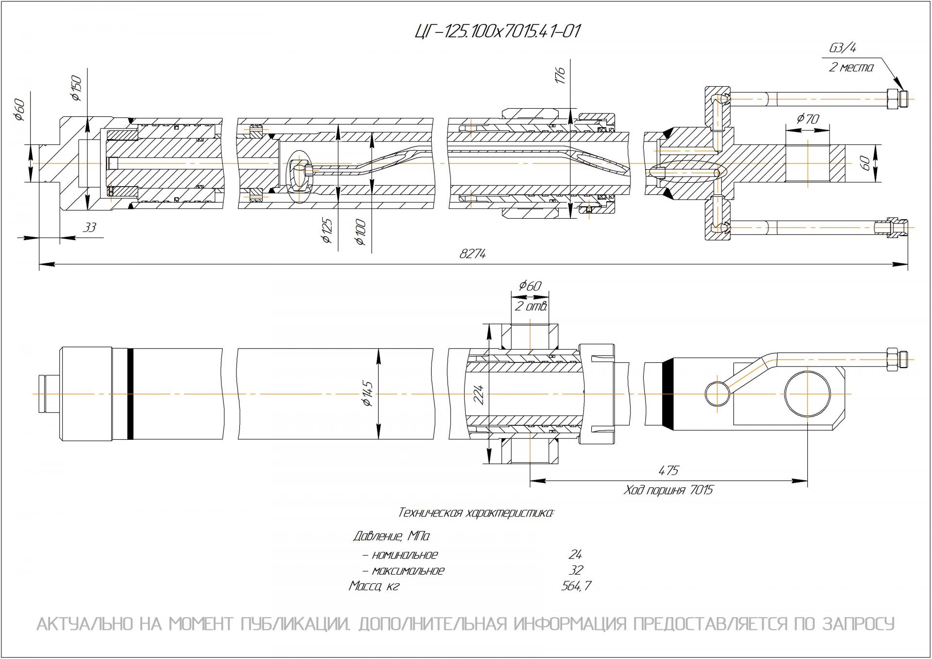 ЦГ-125.100х7015.41-01 Гидроцилиндр