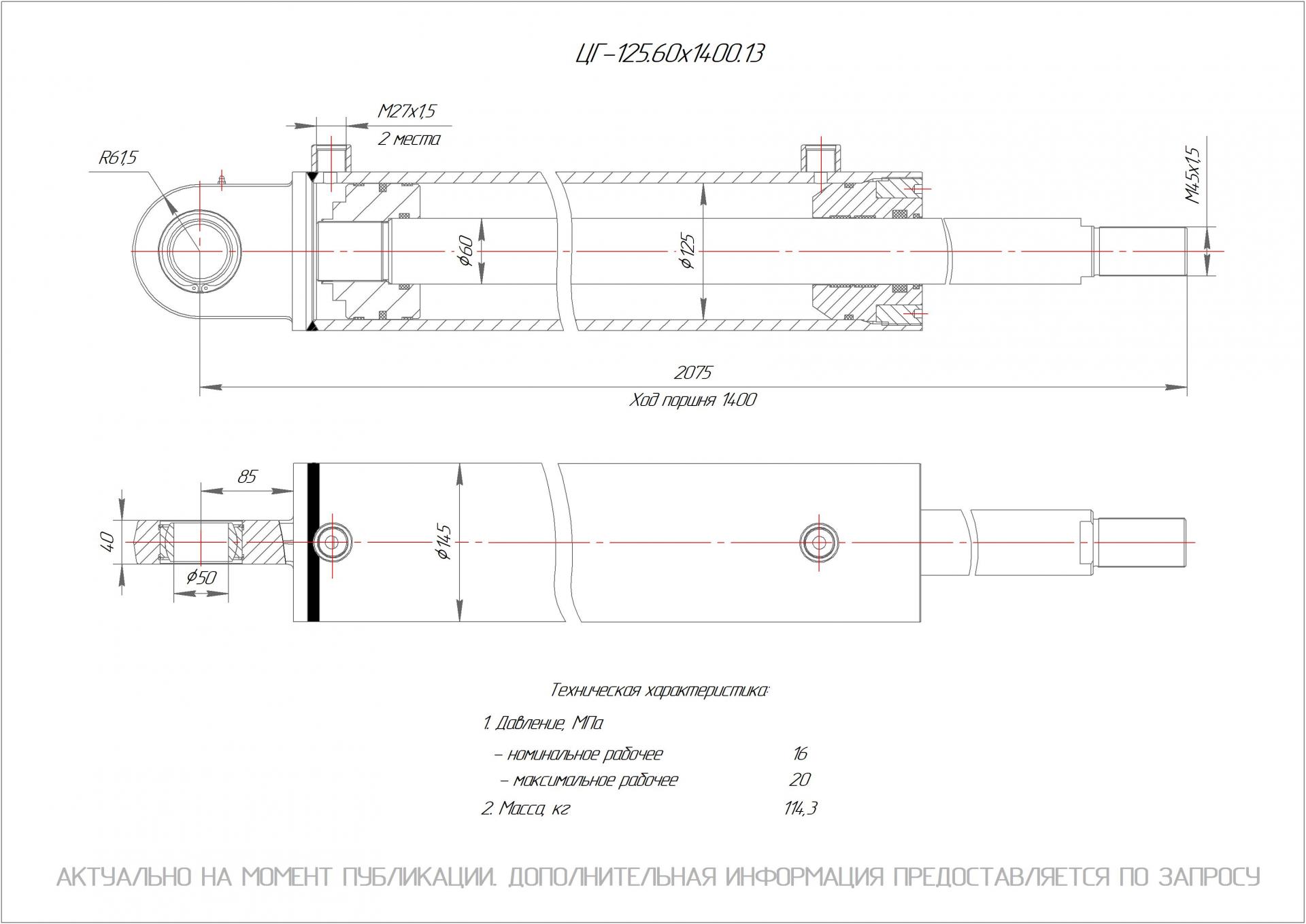 ЦГ-125.60х1400.13 Гидроцилиндр