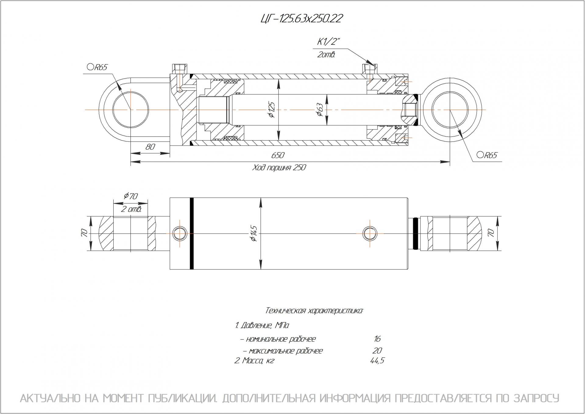 ЦГ-125.63х250.22 Гидроцилиндр