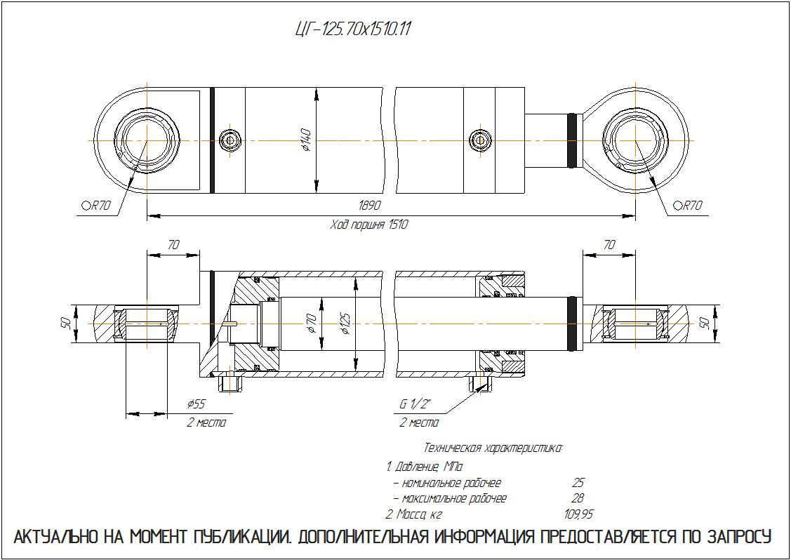 ЦГ-125.70х1510.11 Гидроцилиндр