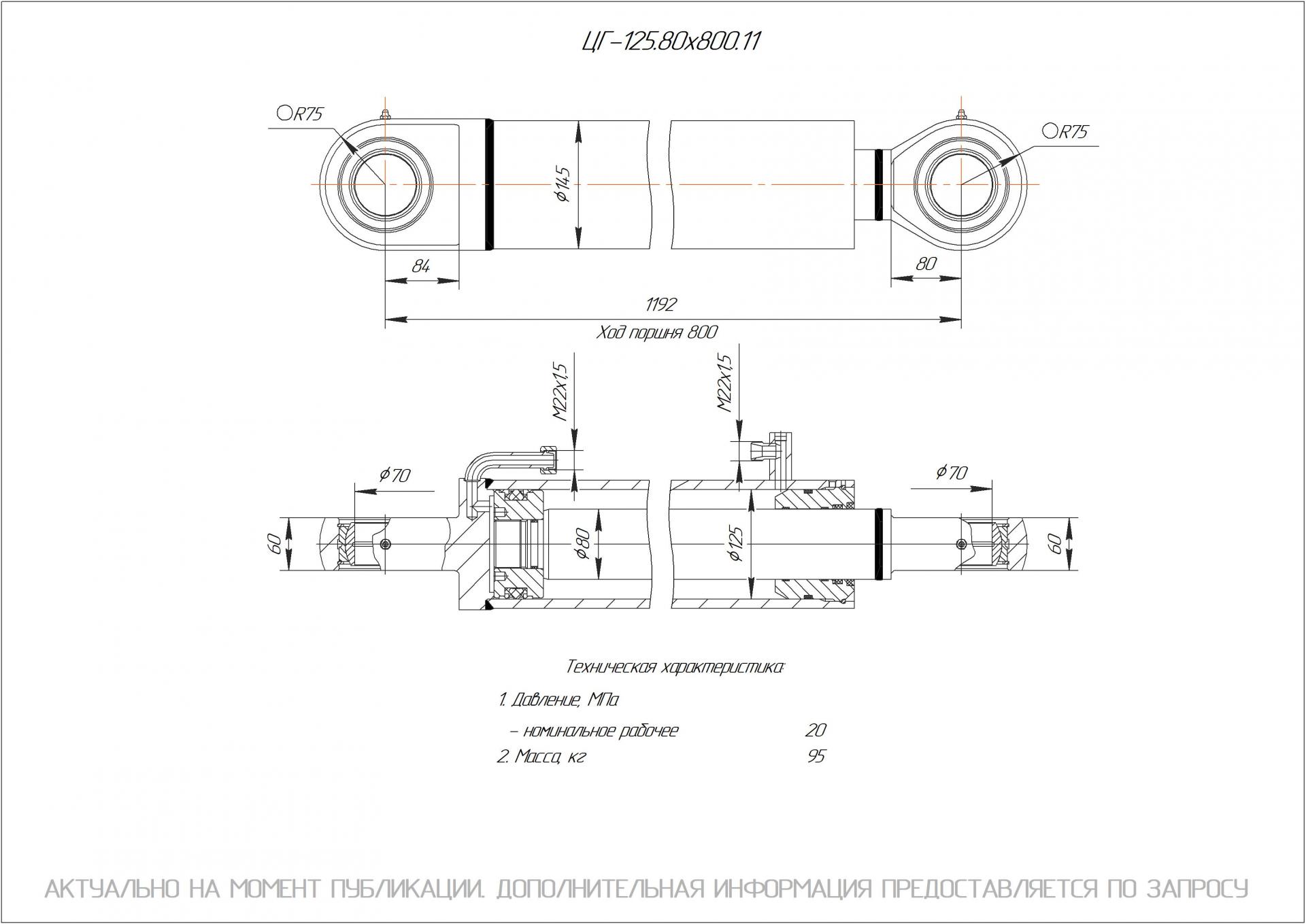 ЦГ-125.80х800.11 Гидроцилиндр