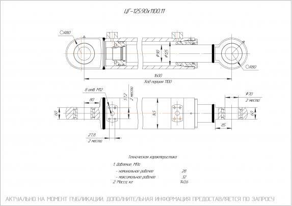 ЦГ-125.90х1100.11 Гидроцилиндр