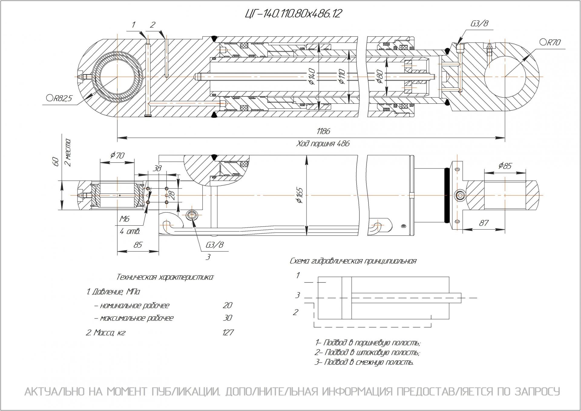 ЦГ-140.110.80х486.12 Гидроцилиндр