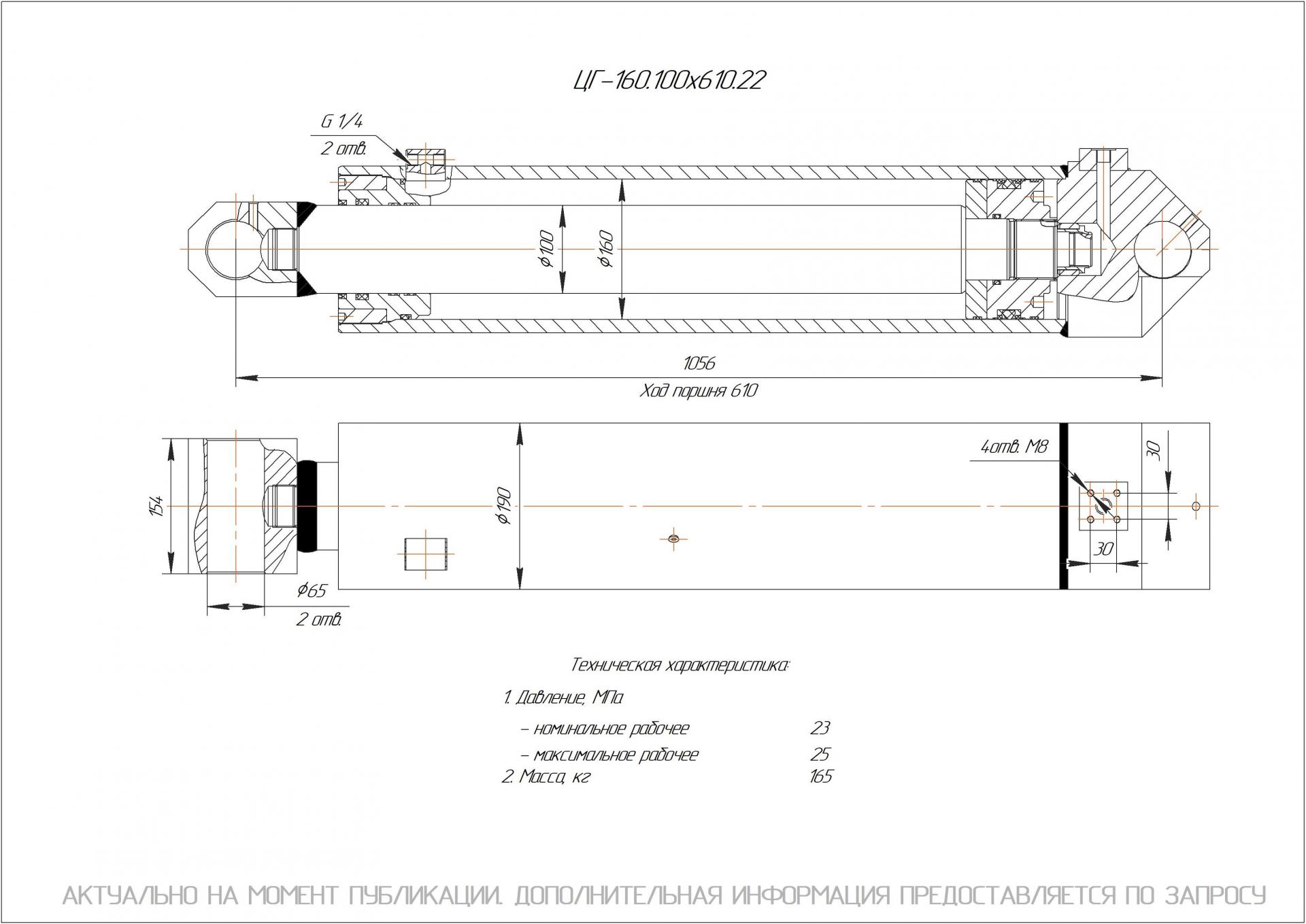 ЦГ-160.100х610.22 Гидроцилиндр