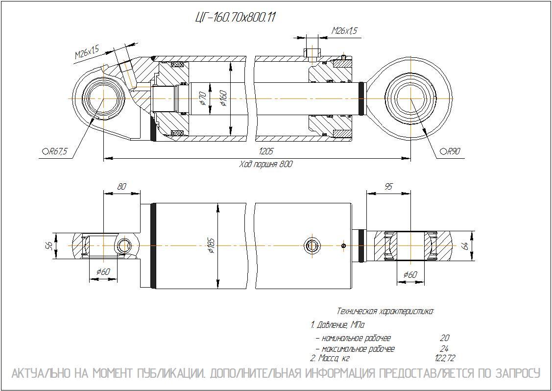 ЦГ-160.70х800.11 Гидроцилиндр