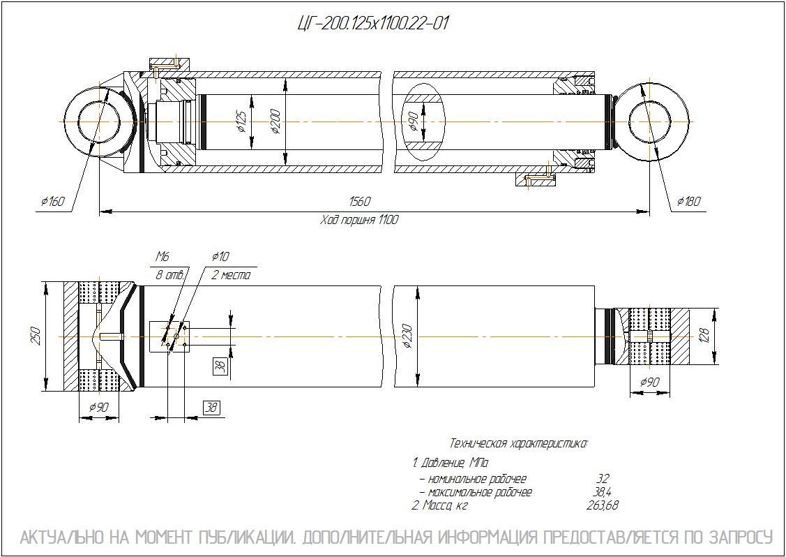 ЦГ-200.125х1100.22-01 Гидроцилиндр