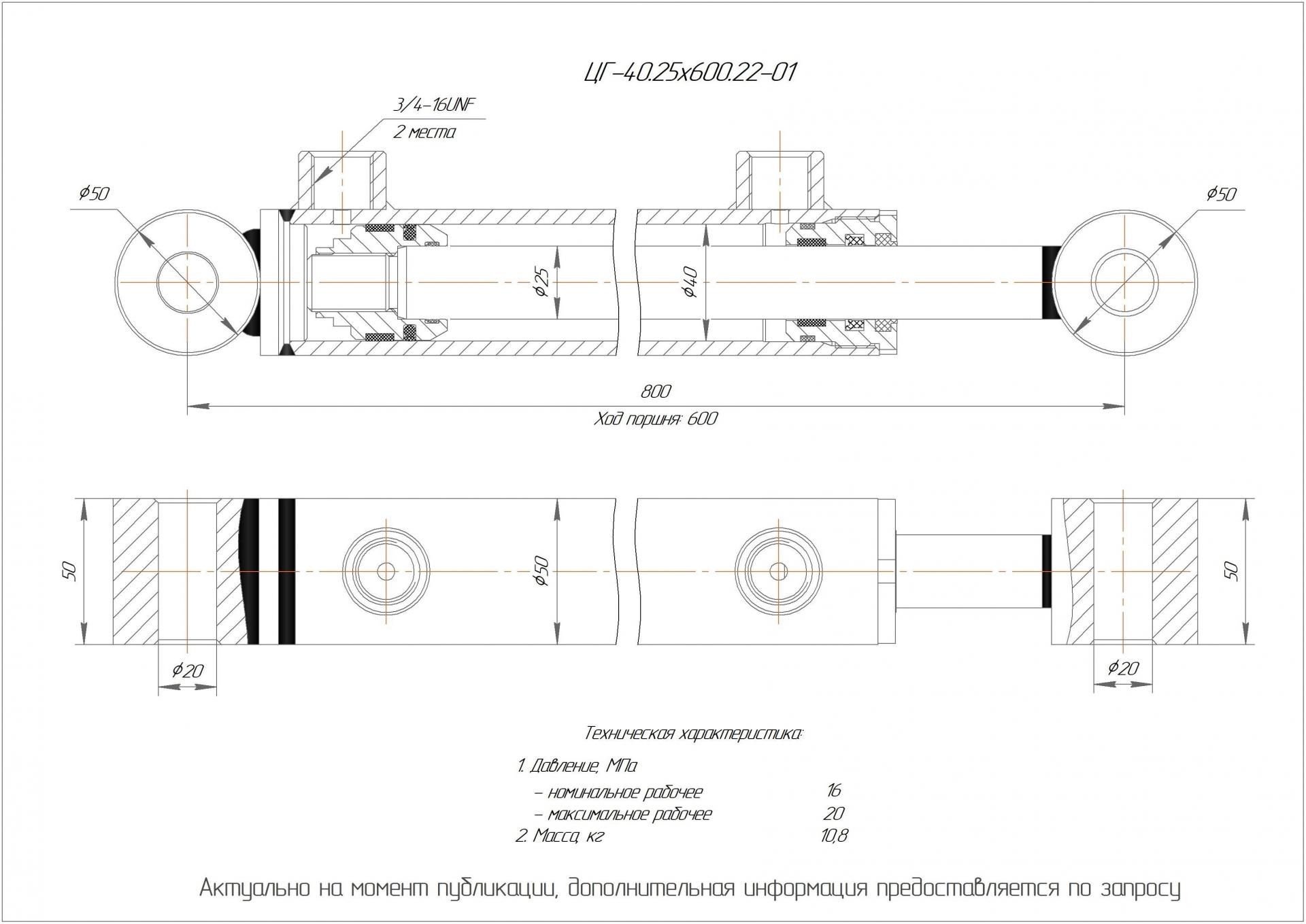 ЦГ-40.25х600.22-01 Гидроцилиндр