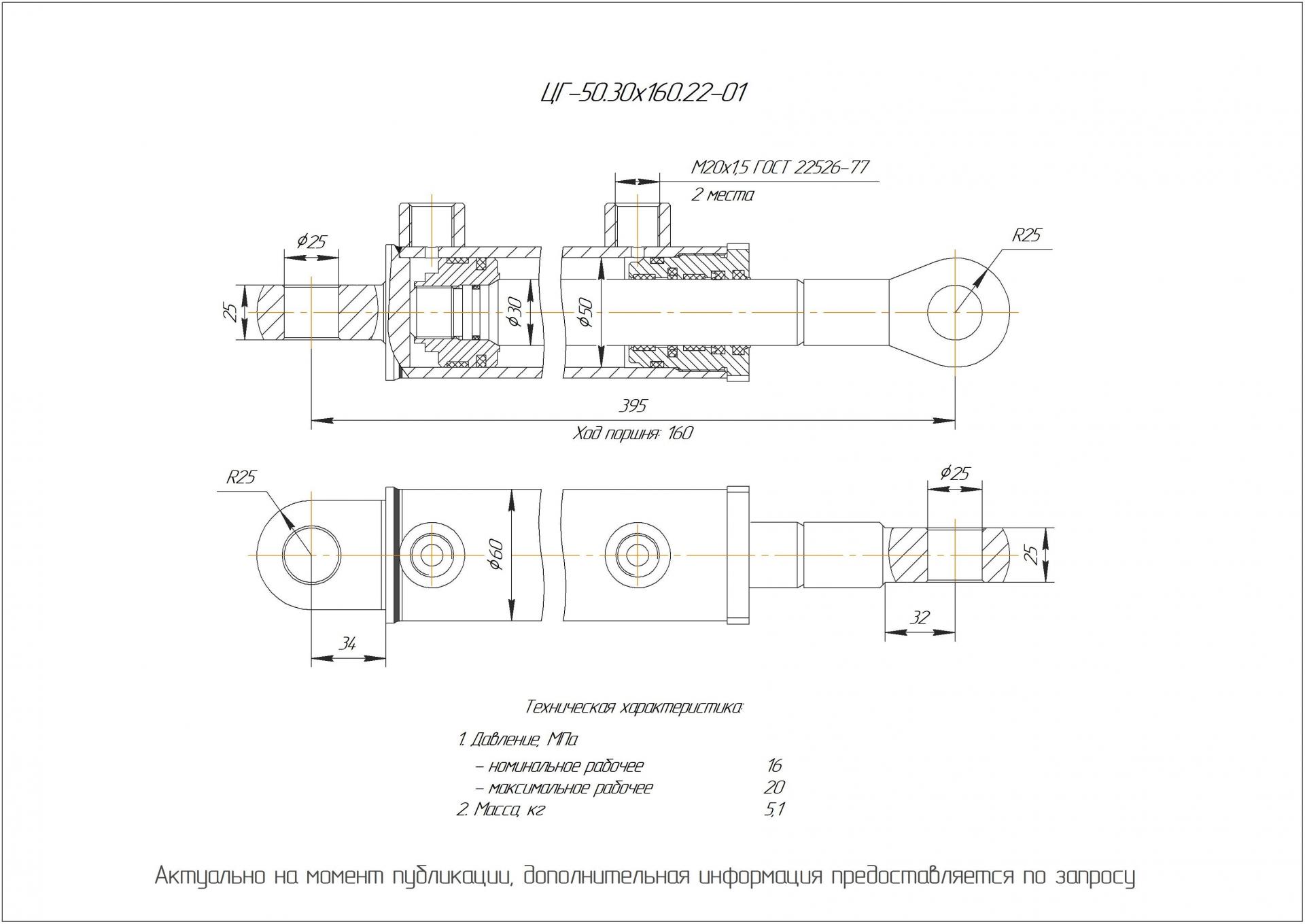 ЦГ-50.30х160.22-01 Гидроцилиндр