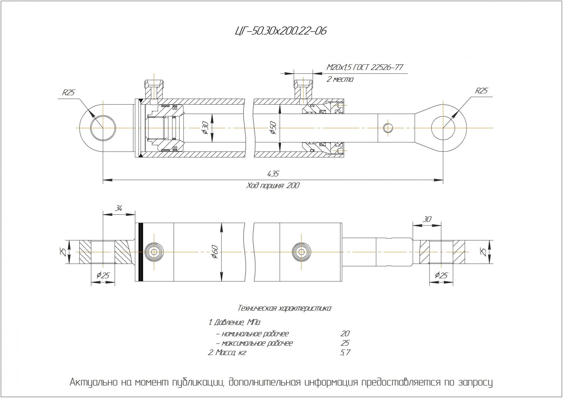 ЦГ-50.30х200.22-06 Гидроцилиндр