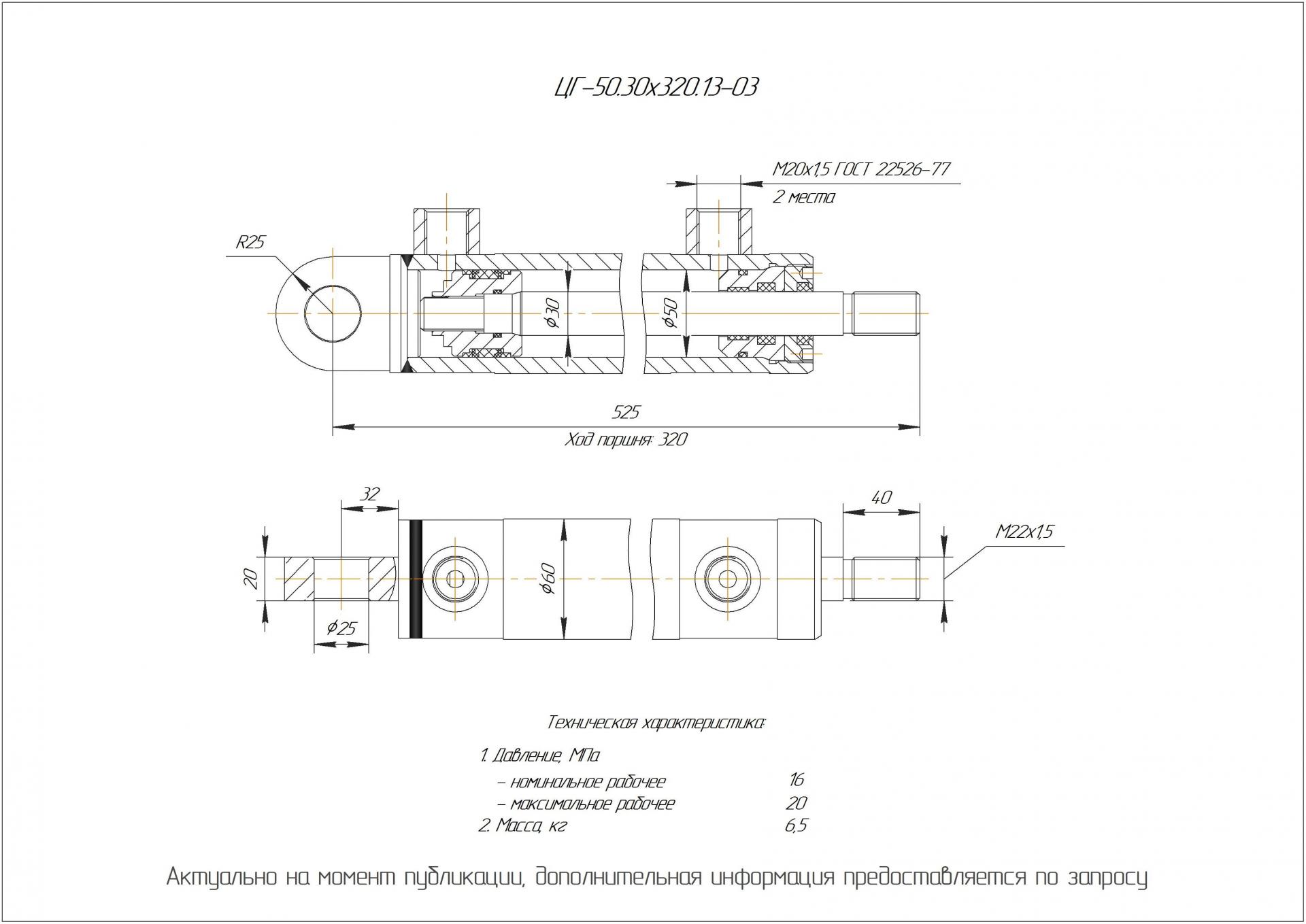 ЦГ-50.30х320.13-03 Гидроцилиндр