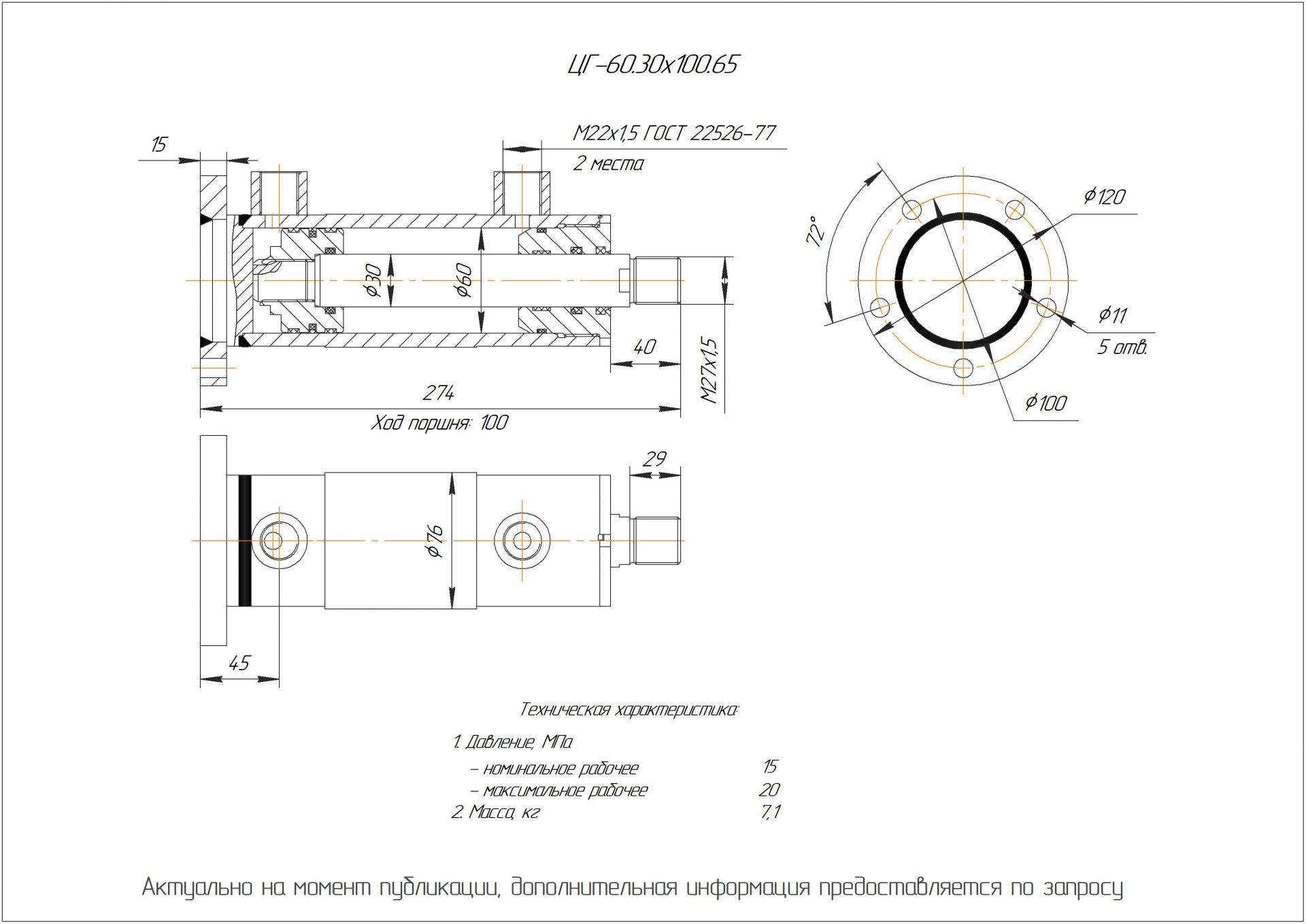 ЦГ-60.30х100.65 Гидроцилиндр