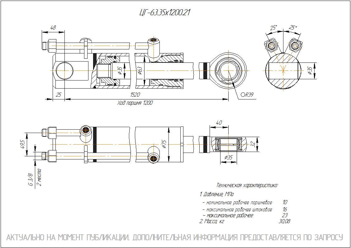 ЦГ-63.35х1200.21 Гидроцилиндр