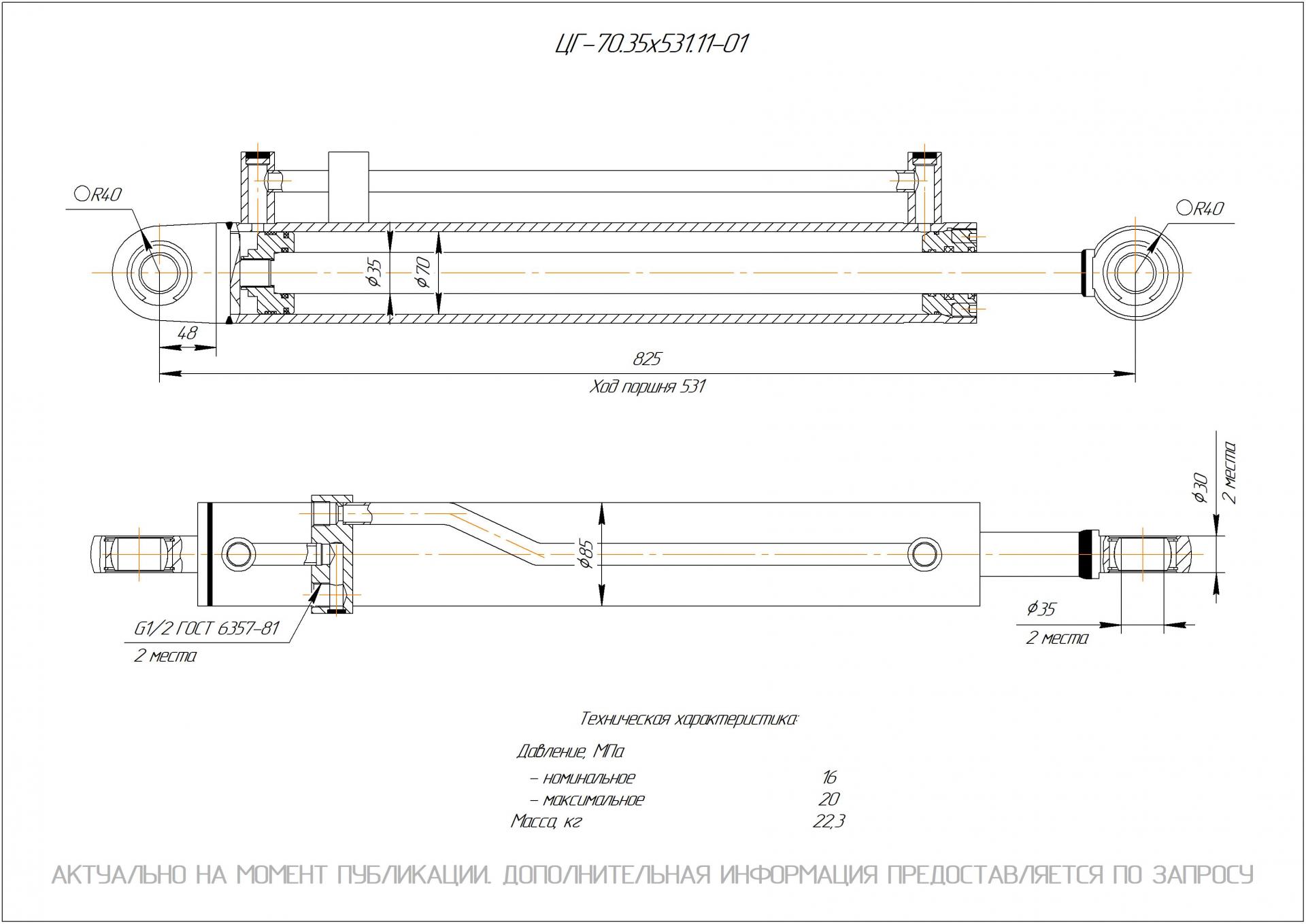 ЦГ-70.35х531.11-01 Гидроцилиндр