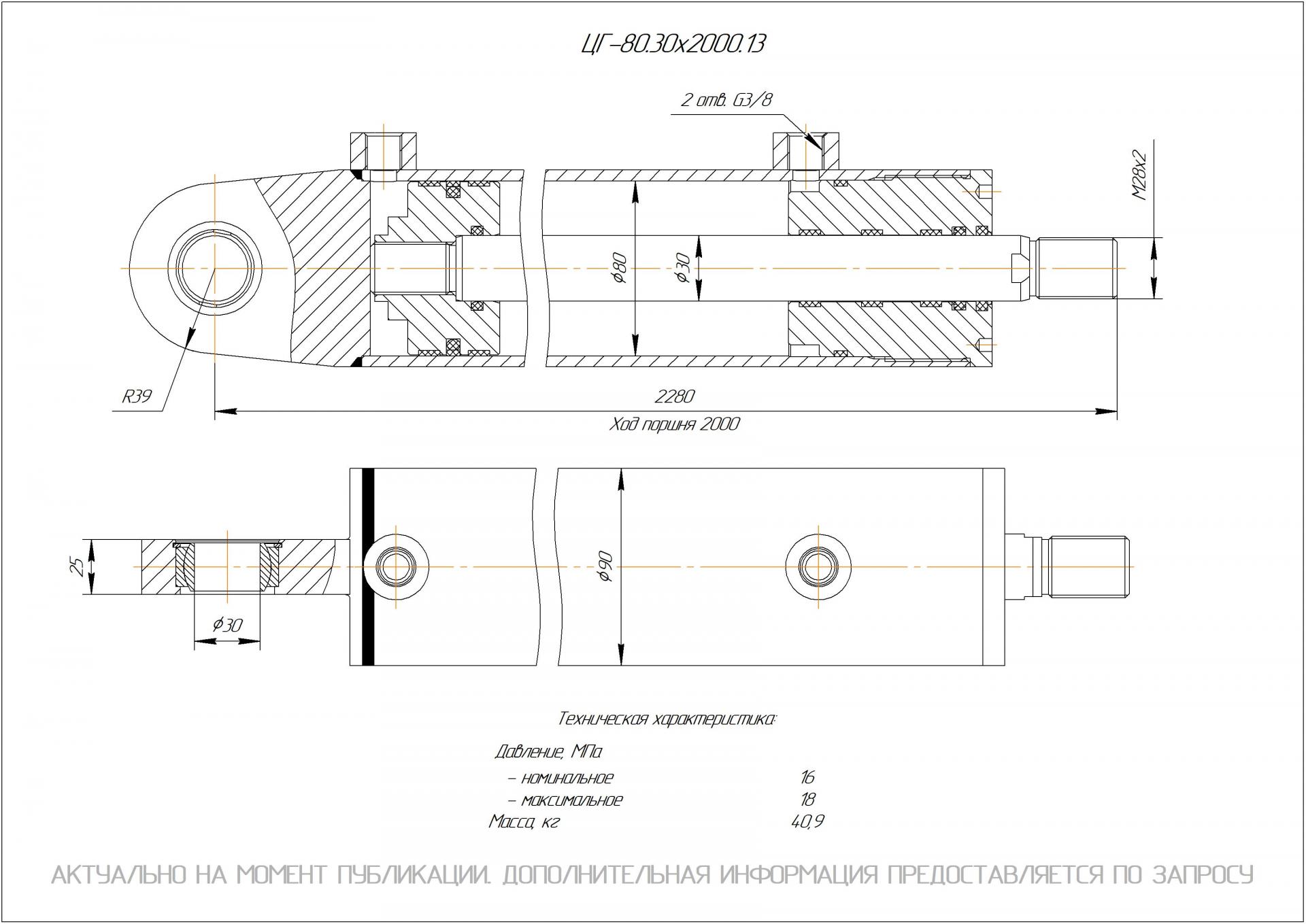 ЦГ-80.30х2000.13 Гидроцилиндр