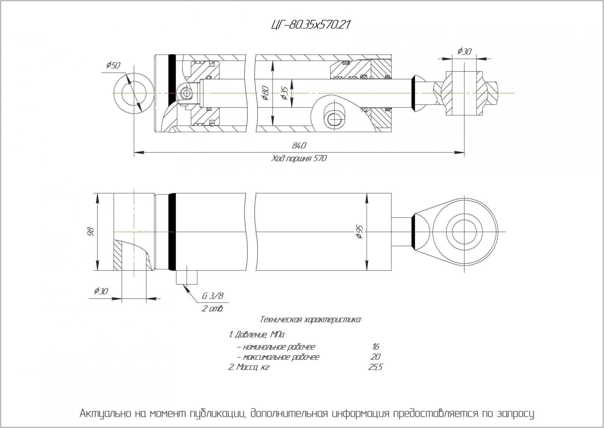 ЦГ-80.35х570.21 Гидроцилиндр