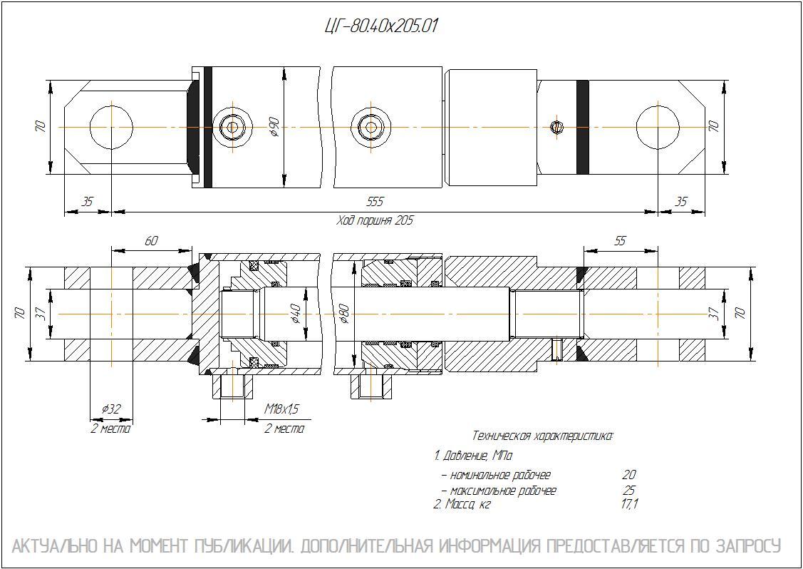 ЦГ-80.40х205.01 Гидроцилиндр