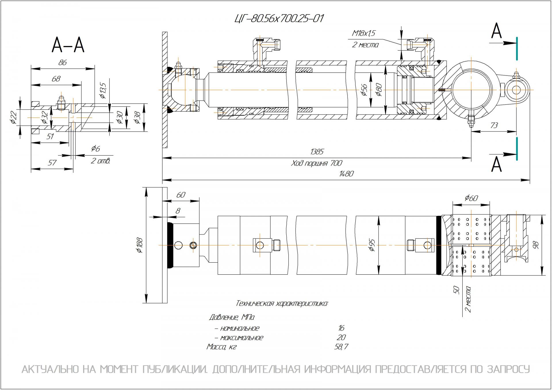 ЦГ-80.56х700.25-01 Гидроцилиндр